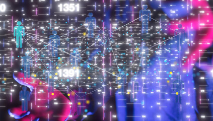 network holding in hand 3d connection data.