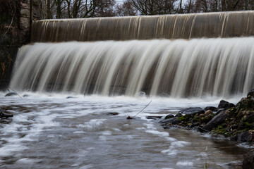 Two-storey water fall in a watermill pond