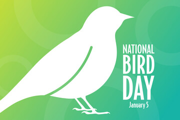 National Bird Day. January 5. Holiday concept. Template for background, banner, card, poster with text inscription. Vector EPS10 illustration.