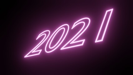 3D render of new year neon purple sign on black background