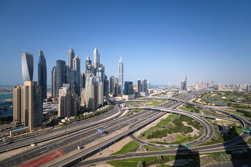 Naklejka na ściany i meble erial view of cityscape and skyline in Marina.Dubai UAE