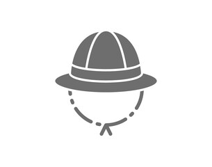 Vector safari hat, cork helmet grey icon.