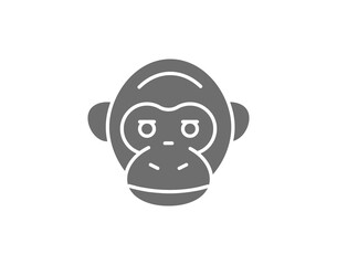 Vector monkey, chimpanzee, gorilla head grey icon.