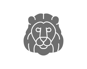 Vector lion, wild cat head grey icon.