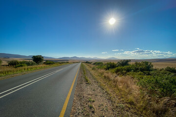 Scenic view of landscape at Overberg district, South Africa.