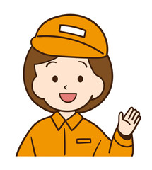 笑顔で挨拶する女性作業員