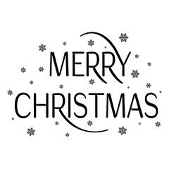 Vector illustration of black lettering merry Christmas isolated on the white background. Hand-drawn quote for print, cards, decoration, seasonal design