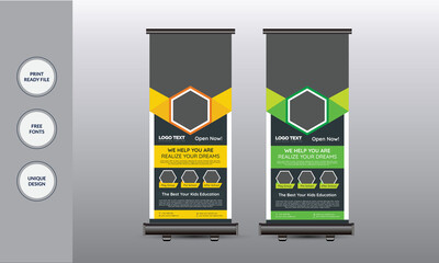 School Admission Open Roll Up Banner Design
Vector Template .
