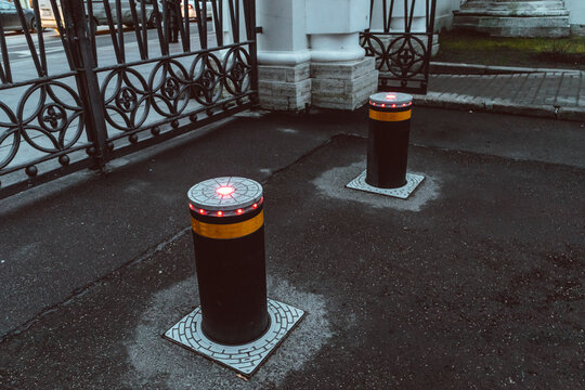 automat ric retractable barrier stop gate . transport protection glow