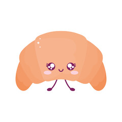 croissant smiling kawaii food style