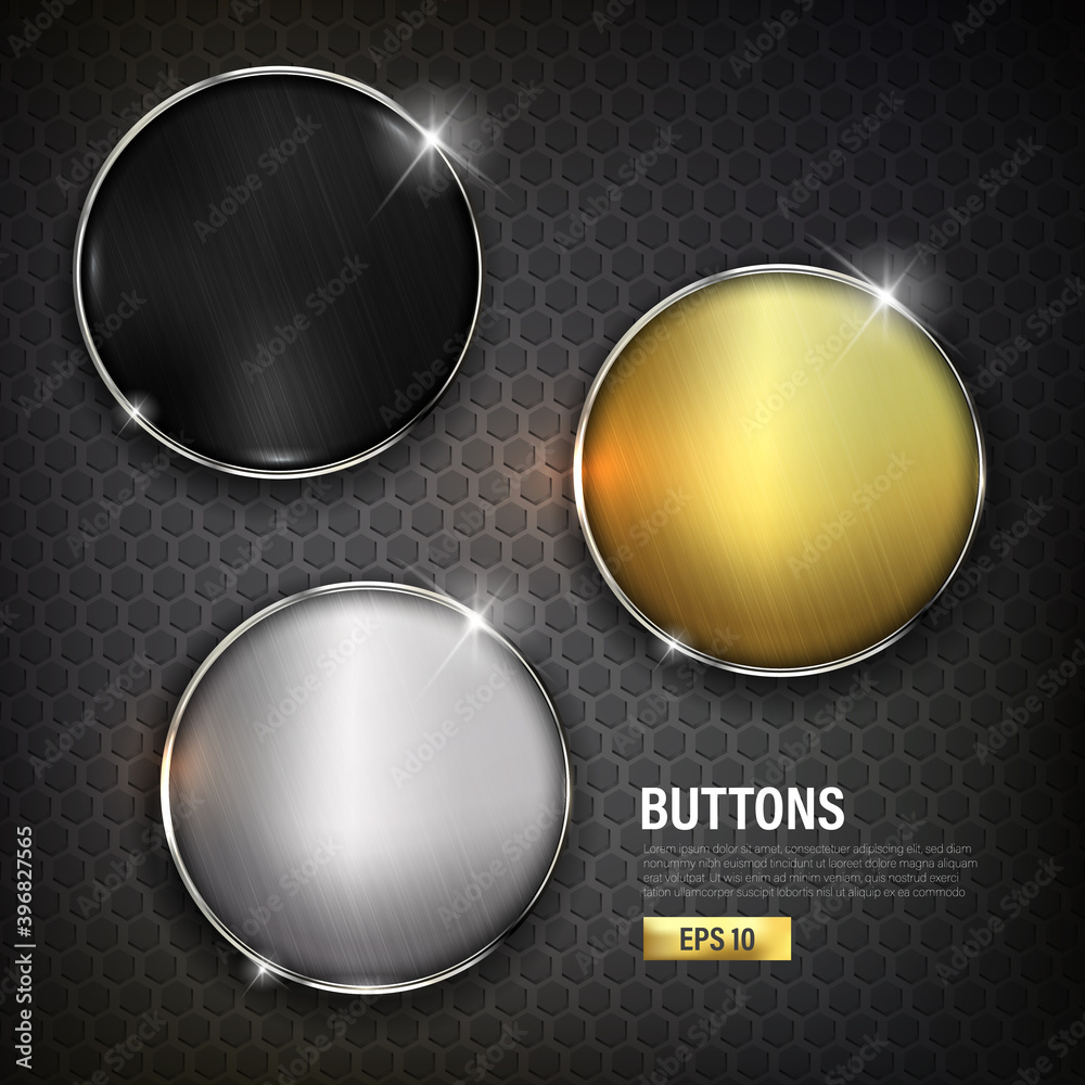 Canvas Prints button set circle modern color gold silver and balck
