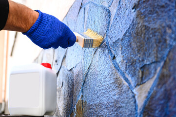 . A natural stone covered with a protective liquid from moisture and mold. Protect the stone from...