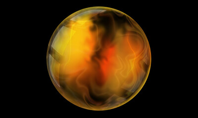 Soap bubble. Multicolored sphere. Isolated on a black background.