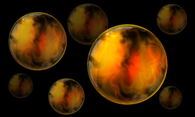 Soap bubbles. Isolated on a black background.