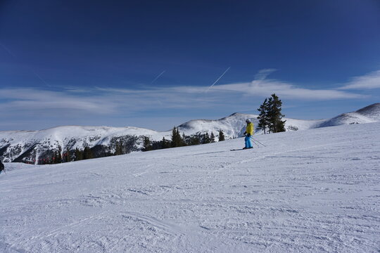 Man Skiing Copper Mountain Ski Resort Colorado