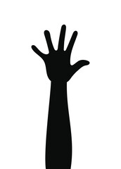 silhouette of one arm with hand and five fingers