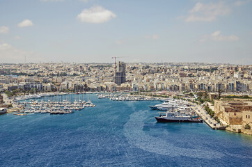 Fototapeta premium Aerial view at port of Valletta, Malta