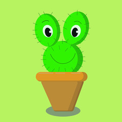 Vector illustration of a cheerful cactus in a pot