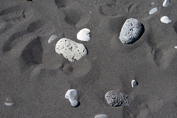 stones on the volcanic beach of Iceland