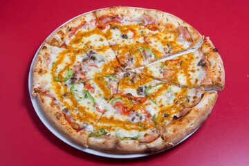 Pizza with cheese and bacon