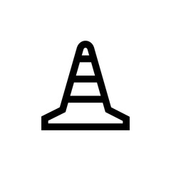 Outline icon. Traffic cone emblem. Vector illustration