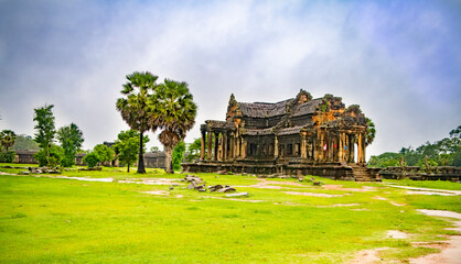 Angkor Wat is the largest temple in the world (Cambodia, 2019). It is raining