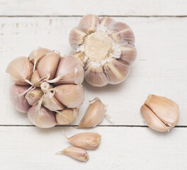 Garlic on wooden