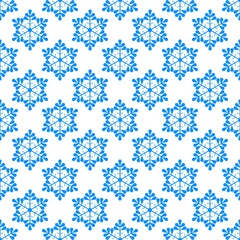 Ornament blue snowflake pattern for print textile