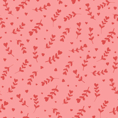 Heart flower on pink watercolor verctor seamless pattern for valentine - fabric, wrapping, textile, wallpaper, background.