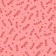 Heart flower on pink watercolor seamless pattern for valentine - fabric, wrapping, textile, wallpaper, background.