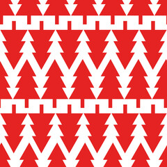 Christmas trees red seamless flat pattern.