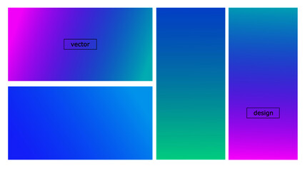 Gradient colorful design templates set. Empty bright blue and violet colors covers, blank vibrant gradient shapeless vector design