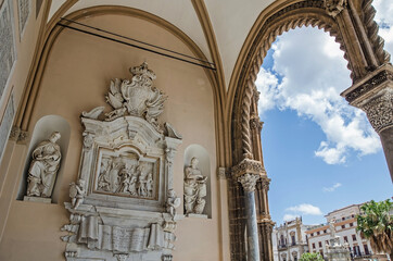 Naklejka premium An stucco molding of the ancient cathedral in Palermo, Italy