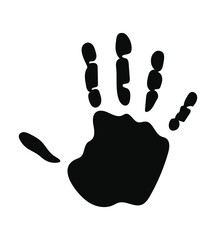 silhouette of one hand with five fingers on white background