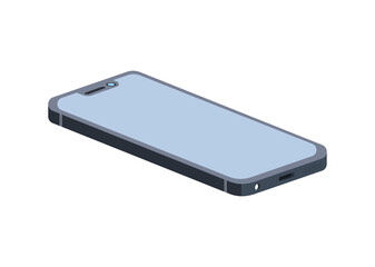 smartphone with blue screen on white background