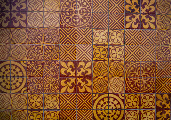 medieval floor tile pattern in old cathedral
