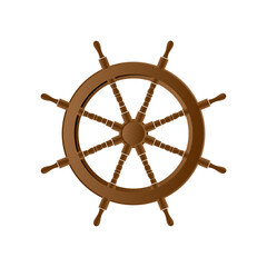 Wrought iron Ship's Steering Wheel on White Background.