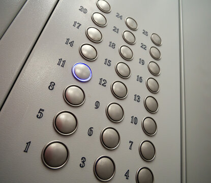 Control panel in the elevator of a multi-storey building
