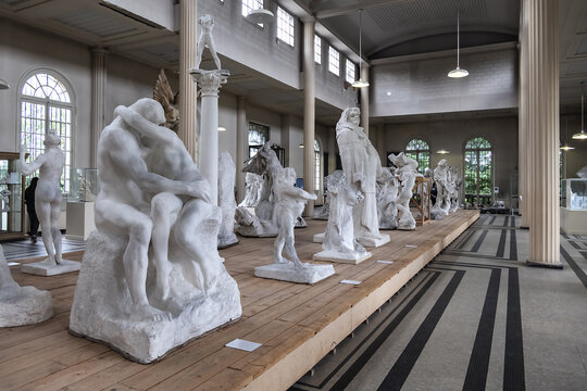 Gallery plasters in Meudon Rodin museum: Rodin&rsquo;s monumental works are presented in their successive states. Municipality of Meudon (in southwestern suburbs of Paris). MEUDON, FRANCE. May 25, 2019.