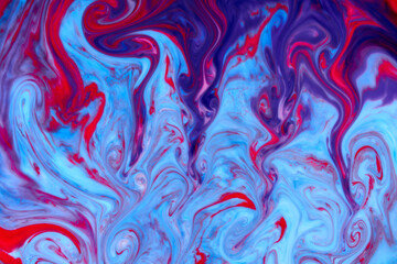 Abstract paint color background. Exoplanet cosmic sea pattern, paint stains. Marbleized effect. Background with abstract swirling paint effect. Liquid acrylic picture with flows and splashes. Mixed