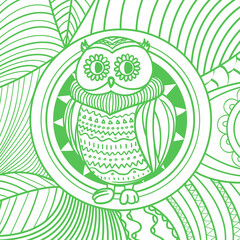 Square pattern. Abstract owl. Hand drawn colored background with abstract patterns. Colorful line art