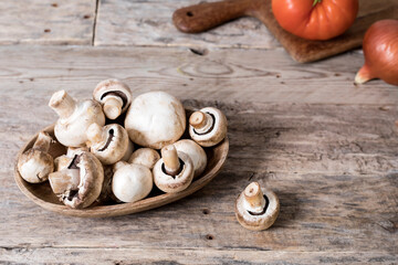 mushroom food over wooden table