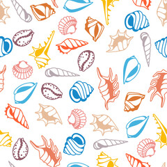 Seamless pattern with seashells.