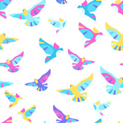 Seamless pattern with doves.
