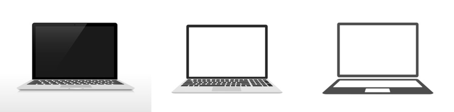 Modern glossy laptop on white background. Vector