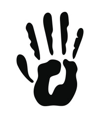 silhouette of one hand with five fingers over a white background