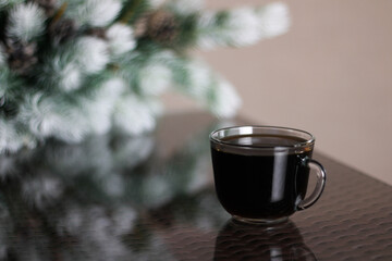 Coffee mug on the holiday table