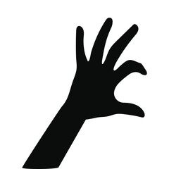 silhouette of one hand on white background