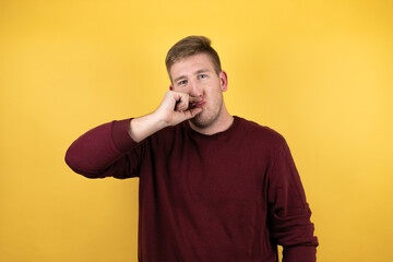 mouth and lips shut as zip with fingers. Secret and silent, taboo talking