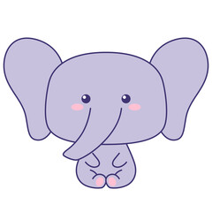 Cute little elephant sitting. Flat design for poster or t-shirt. Vector illustration